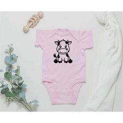Baby Cow Newborn Onesie, Cute Cow Baby Romper, Newborn Baby Bodysuit, Newborn Baby Clothing, Unisex Newborn Baby Romper