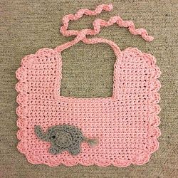 baby bib with elephant applique crochet pattern