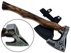 Custom Hand Made Carbon Steel Viking Hatchet Tomahawk Axe Ash Wood Handle