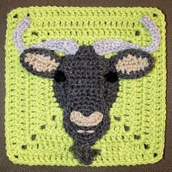 Blue Wildebeest Granny Square Crochet Pattern