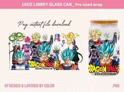 Dragon Ball Design For Can Glass 16oz, Comics tumbler design, Cartoon Can Glass Design Png Sublimation