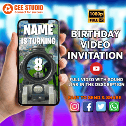 Fort nite birthday video invitation, fort nite video invitation, fort nite animated, fort nite digital, fort nite evites