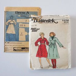 butterick 4436 cut complete size 12 (1975) belted dress vintage sewing pattern