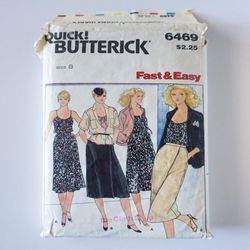 Quick Butterick 6469 Size 8 (c. 1970s) Misses' Jacket, Blouse, Top, Dress and Skirt vintage sewing pattern