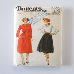 butterick 5652 cut complete size 8 (1977) misses' top and skirt vintage sewing pattern