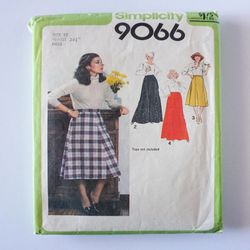 Simplicity 9066 CUT and COMPLETE (1979) Misses Skirt vintage sewing pattern