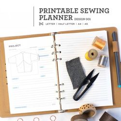 Printable Sewing Planner PDF Download Design 001