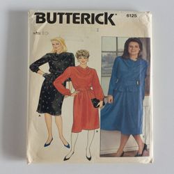 Butterick 6125 UNCUT (1980s) Cowl neck dress vintage sewing pattern