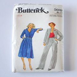 butterick 5669 uncut size 8 (c. 1980s) misses' shirt, skirt and pants vintage sewing pattern