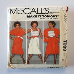 McCall's 7090 UNCUT (1980) Misses' Top, Camisole and Skirt vintage sewing pattern
