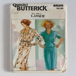 butterick 6686 (c. 1980s) uncut misses top, belt and skirt uncut vintage sewing pattern