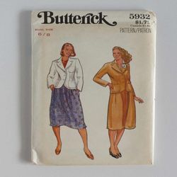 butterick 5932 uncut misses' jacket and skirt vintage sewing pattern (est 1970s)