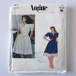 Vogue 7970 (c. early 1980s) CUT and COMPLETE Misses' Dress Vintage Sewing Pattern