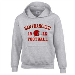 San Francisco Sweatshirt ,Throwback San Francisco Football Hoodie, Football Crewneck, Game Day Hooded Sweatshirt