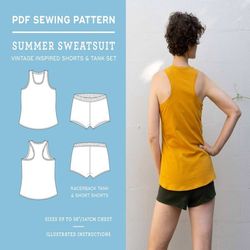 Racerback Tank Top and Shorts pattern | Booty Shorts | 13 Sizes | Summer Sweatsuit | DIY | pattern tutorial