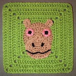 Hippopotamus Granny Square Crochet Pattern
