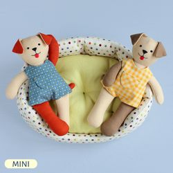 2 PDF Mini Dog Doll and Bed for Mini Pet Sewing Patterns Bundle