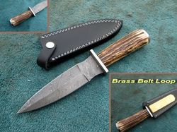 Stunning Custom Made Damascus Steel Hand Made Hunting Dagger Knife