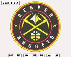 Denver Nuggets Embroidery Designs, NBA Logo Embroidery Files, Northwest, Machine Embroidery Design File,Instant Download