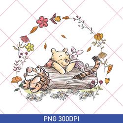 Vintage Disney Floral Pooh And Co Est 1926 PNG, Pooh Bear And Friends Sketch PNG, Retro Disney Pooh Bear PNG, Disney PNG