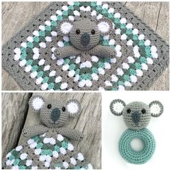Koala Lovey (Security Blanket) and Koala Rattle Crochet Patterns Bundle