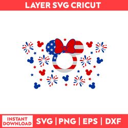 4th of July Ears Full Wrap Svg, Minni Mouse Svg, Flag USA Svg, Firework Svg, Flag Svg, Mickey Svg - Digital File