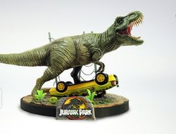 Jurassic Park 3D printed hand painted custom figure, Tyrannosaurus rex model, T-Rex figure handpaint high detail