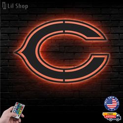 Chicago Bears Led Sign, NFL Logo Metal Led Wall Sign, NFL Metal Logo, Chicago Bears LED Metal Wall Art