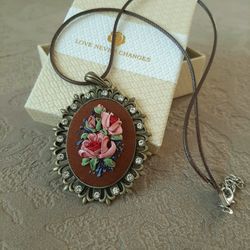 Ribbon embroidered pendant for her,  4th wedding anniversary gift, custom embroidery bouquet