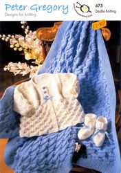 Baby Clothes Designs for knitting - Shawl, Coat, Bootees, 14-20in (36-51cm) chest - Vintage Patterns Digital PDF