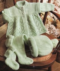 Baby Clothes Designs for knitting - Coat, hat, leggings, mittens 16-18in (41-46cm) chest - Vintage Patterns Digital PDF