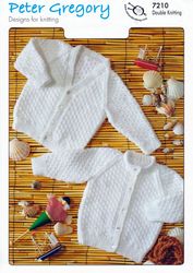 Baby Clothes Designs for knitting - Classic white Cardigans, Chest sizes 16-24in (40-60cm) - Vintage Pattern Digital PDF