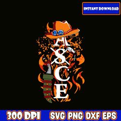 Ace One Piece SVG, ASCE SVG eps dxf png, Anime Bundle SVG, for Cricut, Silhouette, Digital download ,Instant Download
