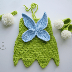 CROCHET PATTERN - Tinker Bell Costume | Baby Fairy Dress | Fairy Crochet Halloween Costume | Sizes Newborn - 12 months