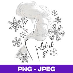 Disney Frozen Elsa Let It Go Profile Sketch V2 , PNG Design, PNG Instant Download
