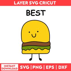 Best Couple Svg, Hamburger Svg, Cute Food Svg, Cartoon Svg, Cute Food Cartoon Svg - Digital File