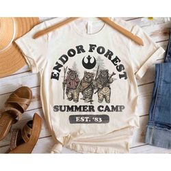 Retro 90s Star Wars Ewoks Endor Forest Summer Camp Shirt, Galaxy's Edge Trip Unisex T-shirt Family Birthday Gift Adult K