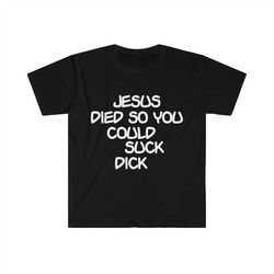 Funny Meme TShirt - Jesus Dies so You Could Suck Dick Oddly Specific Tee - Gift Shirt