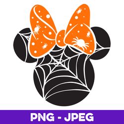 Disney Mickey & Friends Halloween Minnie Spider Web Logo V1 , PNG Design, PNG Instant Download