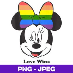 Disney Mickey And Friends Minnie Mouse Love Wins Rainbow Bow V2 , PNG Design, PNG Instant Download