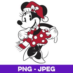 Disney Minnie Mouse Classic Christmas Portrait V1 , PNG Design, PNG Instant Download