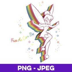 Disney Peter Pan Tinker Bell Rainbow Free As Can Be V2 , PNG Design, PNG Instant Download
