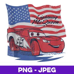 Disney Pixar Cars US Flag Lightning McQueen Retro V2 , PNG Design, PNG Instant Download