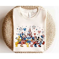 Mickey Mouse & Friends Custom 4th Of July Retro Shirt, Disney Independence Day Tee,  WDW Magic Kingdom Disneyland Trip F