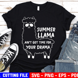 Summer Llama Svg, Funny Summer Svg, Summer Break Svg, Beach Svg, Kids Shirt Svg Cut File For Cricut & Silhouette