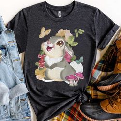 Disney Bambi Thumper Vintage Floral Portrait Shirt, Magic Kingdom Holiday Trip Unisex T-shirt Family Birthday Gift Adult