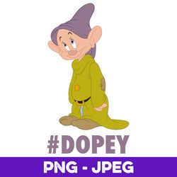 Disney Snow White Dopey Hashtag Portrait V1 , PNG Design, PNG Instant Download