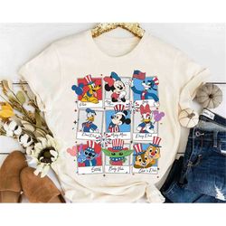Cute Mickey and Friends Stitch Take Photos 4th Of July Retro Shirt, Disney Happy Independence Day Tee, Disneyland Trip F