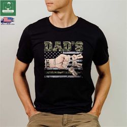 Personalized Dad Fist Bump USA Flag Shirt, Retro Fathers Day T-shirt, Camouflage Dad Sweatshirt, Patriotic Dad Tee, Dad