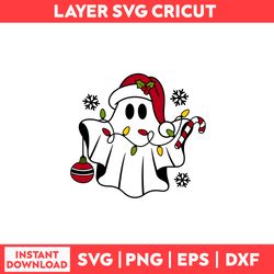 Christmas Ghost Svg, Christmas Svg, Christmas Lights Svg, Ghost Svg, Halloween Svg, Merry Christmas Svg - DIgital File